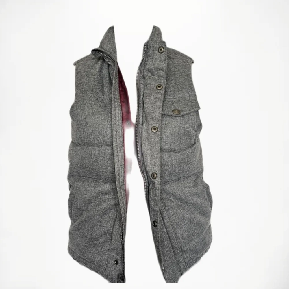 Old Navy Boys/Girls Quilted Gray Puffer Vest Flannel Look Sz L 5 Pockets…